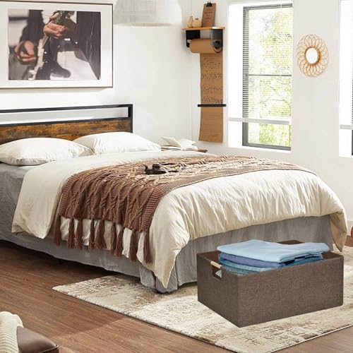 FUULOXE Collapsible Storage Box 16.9"x12.5"x7" with Wooden Handles | Foldable Organizer for Closet, Shelves, Toys & Cosmetics | Durable Linen-Polyester Fabric | Space-Saving Home Organization 2Pack - Image 5