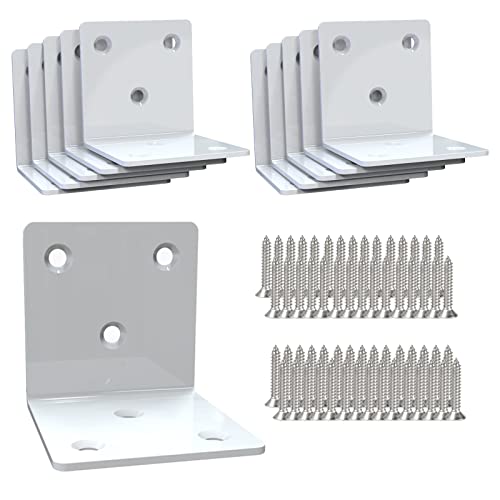 Aufuga White Stainless Steel Corner Bracket,Joint Right Angle Bracket,L Shape Heavy Duty Metal Corner Brace Hardware Brackets Supporter for Wood Aufuga (10, 2x2x2inch) - Image 1