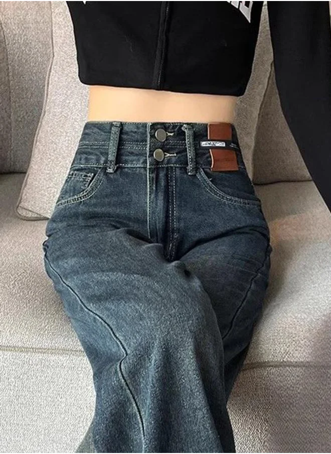 YUNIQEE Blue Cotton Straight Fit High-Rise Jeans