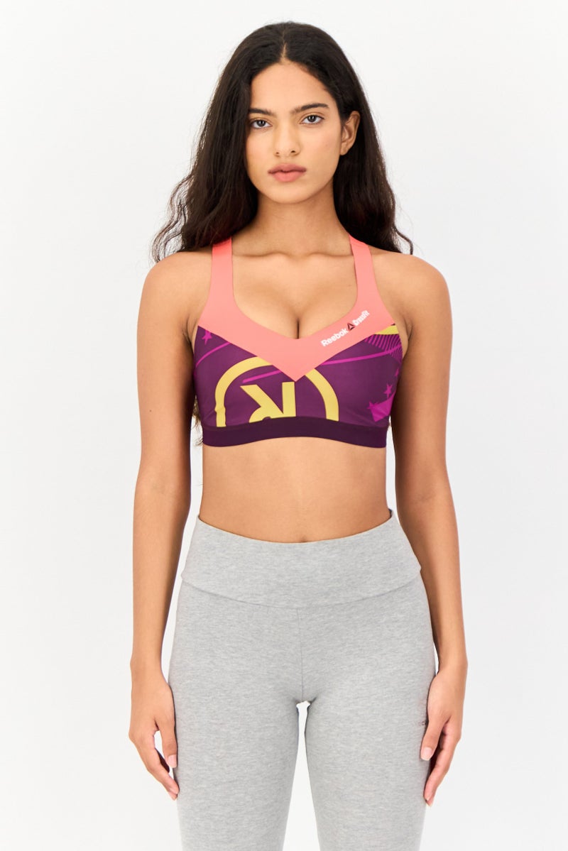 Reebok Women Brand Logo Non-Padded Sports Bra, Multicolor - Image 1
