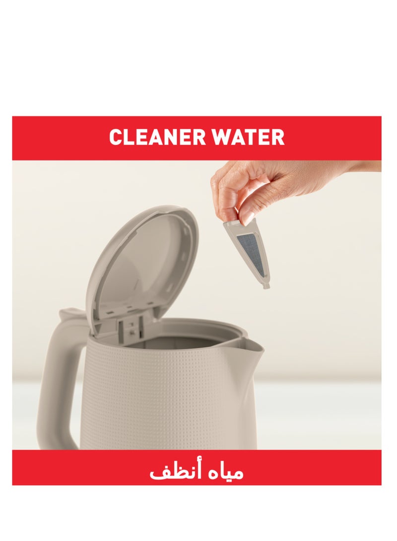 Tefal 1.7 L Kettle |Modern Design|One-Cup Indicator|One-Handed Opening|Easy to Clean|Removable Anti-Scale Filter|360° Rotational Base|Auto-Off|15-Year Repairability|2 Years Warranty 1.7 L 1 W KO2M0B27 Grey - Image 3