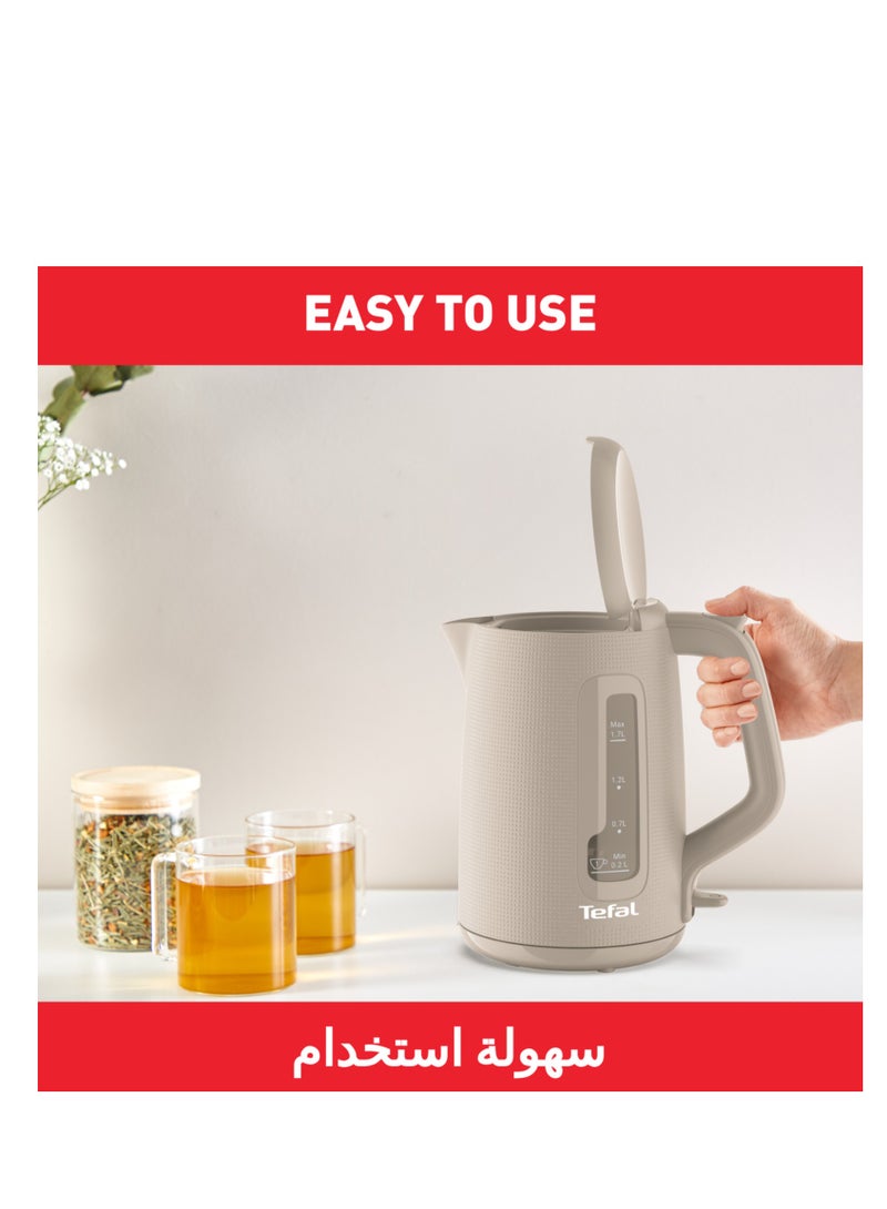 Tefal 1.7 L Kettle |Modern Design|One-Cup Indicator|One-Handed Opening|Easy to Clean|Removable Anti-Scale Filter|360° Rotational Base|Auto-Off|15-Year Repairability|2 Years Warranty 1.7 L 1 W KO2M0B27 Grey - Image 2