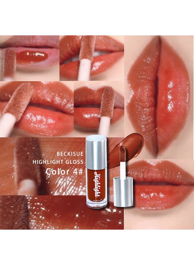 Beckisue Lip Gloss-Ultra-Hydrating & Nourishing, Smooth Glossy Finish Lip Glow Oil,Long Lasting Lightweight Non Sticky Portable Lip Oil,Lip Care to Fade Lines and Exfoliate Dead Skin（#04） - Image 4