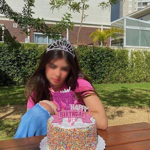 Confetti! 1Pc Princess Girl Happy Birthday Cake Topper with Glitter Birthday Girl Theme Cake Pick Decorations for Wedding Engagement Baby Shower Girls Birthday Party Cake Decorations Supplies - Image 5