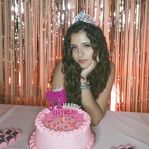 Confetti! 1Pc Princess Girl Happy Birthday Cake Topper with Glitter Birthday Girl Theme Cake Pick Decorations for Wedding Engagement Baby Shower Girls Birthday Party Cake Decorations Supplies - Image 4