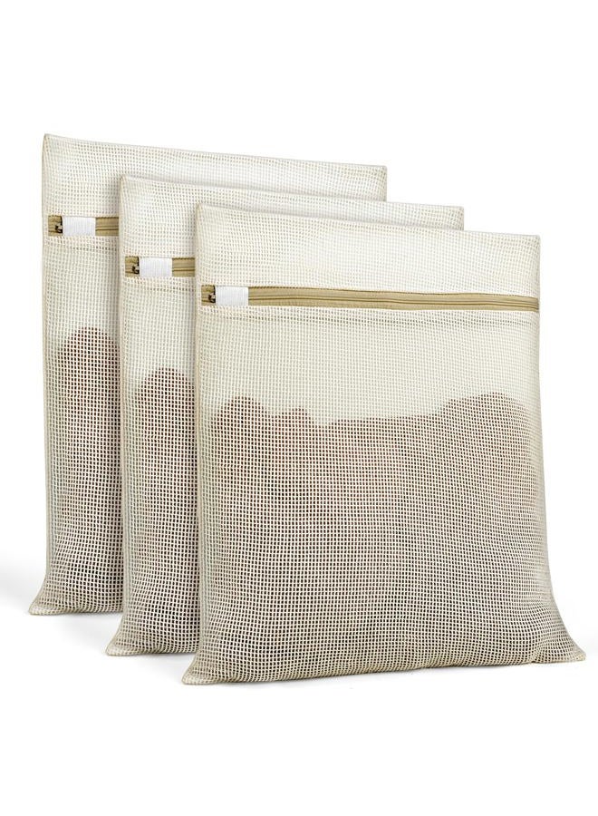 KWULP Natural Cotton Mesh Laundry Bags 12x16" 3-Pack,Gentle Wash for Lingerie, Baby Clothes & Travel Essentials - Image 1