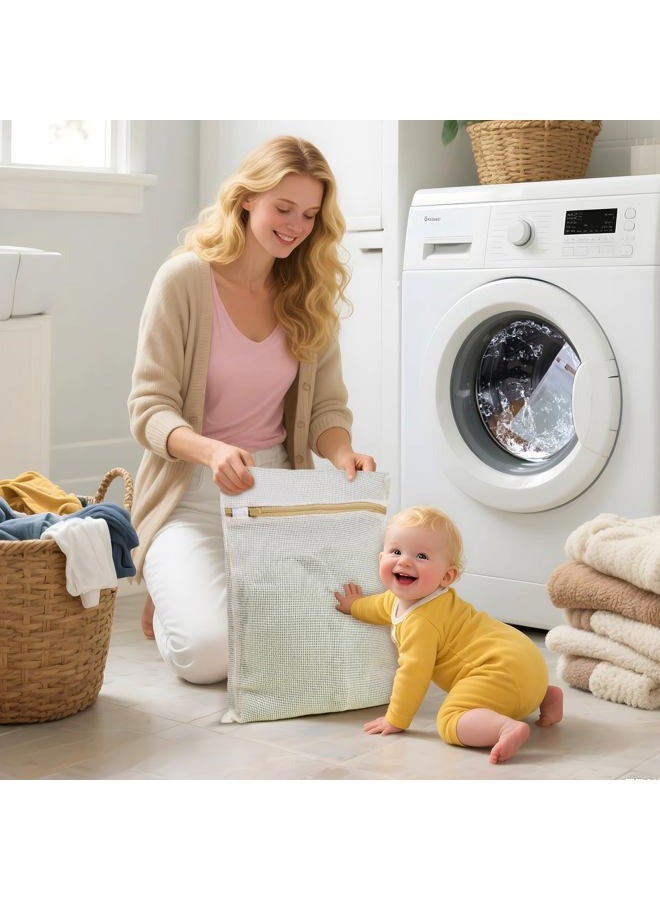 KWULP Natural Cotton Mesh Laundry Bags 12x16" 3-Pack,Gentle Wash for Lingerie, Baby Clothes & Travel Essentials - Image 5