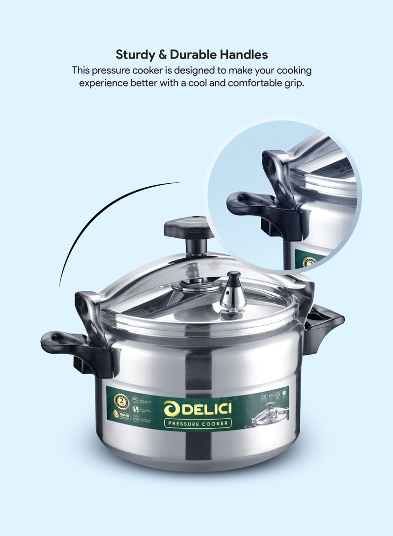 DELICI 5L Aluminum Arabic Pressure Cooker | Mirror Coated Exterior | Safety Lock | Heat-Resistant Base | Long-Lasting Rubber Sealing | Durable Body & Lid | Perfect Heat Distribution | Ideal For Modern Middle East Kitchen | DPC 5A - Image 5