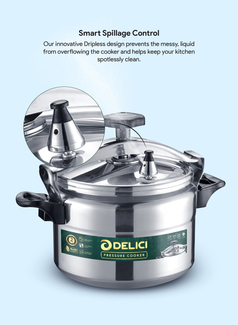 DELICI 5L Aluminum Arabic Pressure Cooker | Mirror Coated Exterior | Safety Lock | Heat-Resistant Base | Long-Lasting Rubber Sealing | Durable Body & Lid | Perfect Heat Distribution | Ideal For Modern Middle East Kitchen | DPC 5A - Image 3