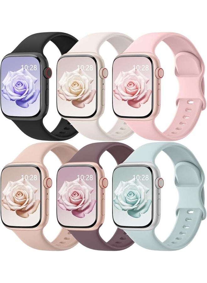 MJZ 6 Pack Sport Silicone Bands Compatible with Apple Watch Band 38mm 40mm 41mm 42mm(Series 11/10), Soft Silicone Waterproof Wristbands Compatible with iWatch Apple Watch Series11/10/9/8/7/6/5/4/3/2/1-41/40/38mm and 42mm(Series 11/10) - Image 1