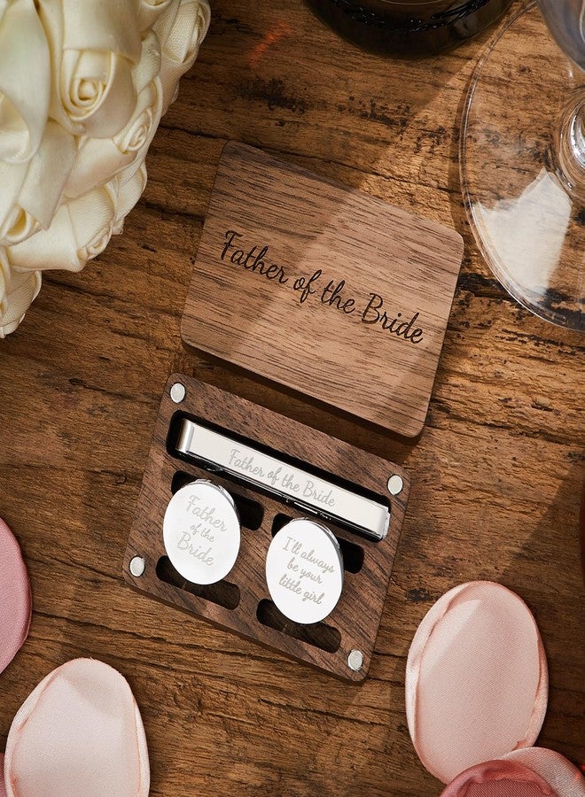 Colingmill Father of the Bride Gift Dad of the Bridegroom Cufflinks Tie Clip Set with Engraved Wood Gift Box for Dad(Father of the Bride, Always) - Image 3