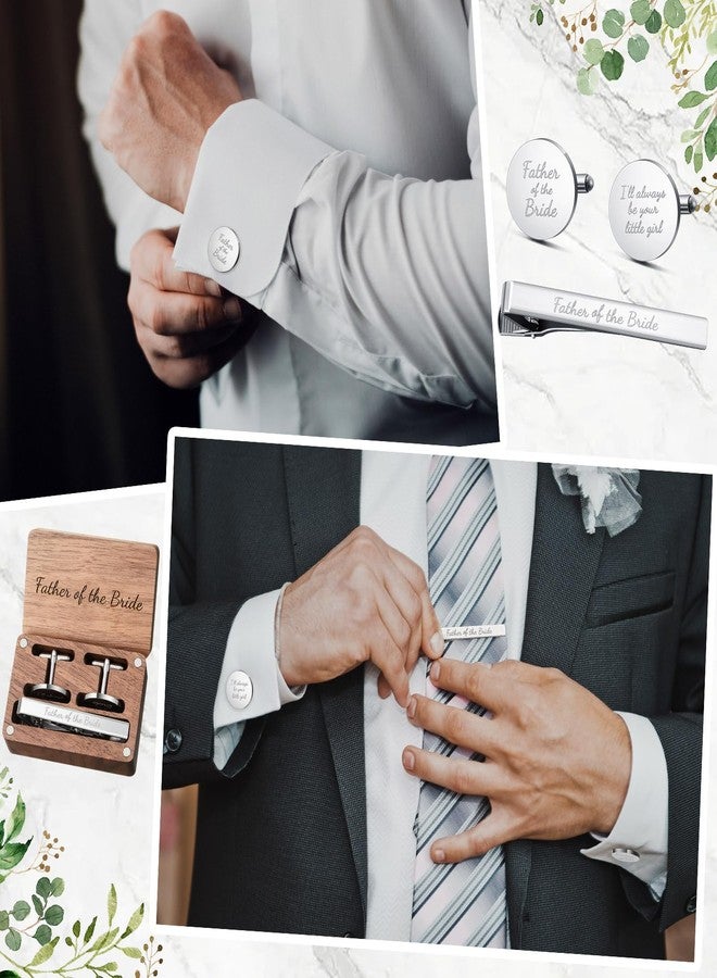 Colingmill Father of the Bride Gift Dad of the Bridegroom Cufflinks Tie Clip Set with Engraved Wood Gift Box for Dad(Father of the Bride, Always) - Image 5