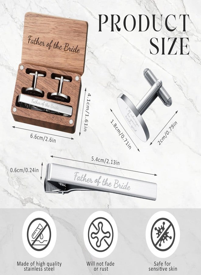 Colingmill Father of the Bride Gift Dad of the Bridegroom Cufflinks Tie Clip Set with Engraved Wood Gift Box for Dad(Father of the Bride, Always) - Image 2