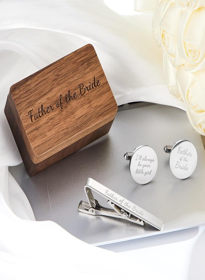 Colingmill Father of the Bride Gift Dad of the Bridegroom Cufflinks Tie Clip Set with Engraved Wood Gift Box for Dad(Father of the Bride, Always) - Image 4