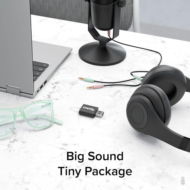 Plugable USB Audio Adapter with 3.5mm Speaker-Headphone and Microphone Jack, Add an External Stereo Sound Card to Any PC, Compatible with Windows, Mac, and Linux - Driverless - Image 3
