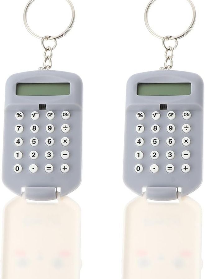 Portable Cartoon Calculator For Students Pocket Size Mini Electronic Arithmetic Tool Gray Desktop Calculator For School And Office Use - Image 1