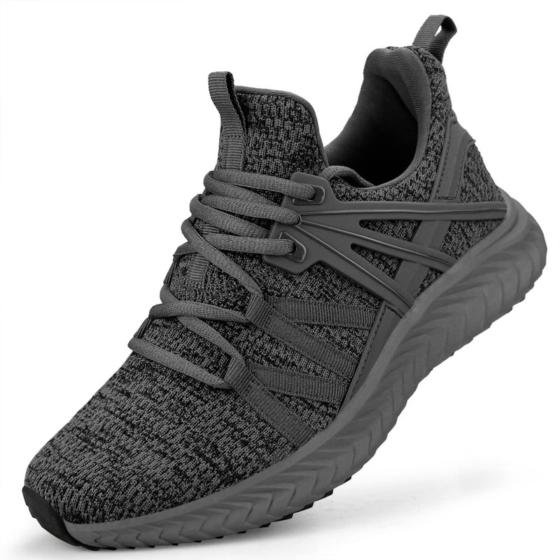 Abboos Womens Running Shoes Mesh Sneakers Tennis Shoes Sports Breathable Outdoor Walking Shoes Dark Grey Size 5.5 - Image 1