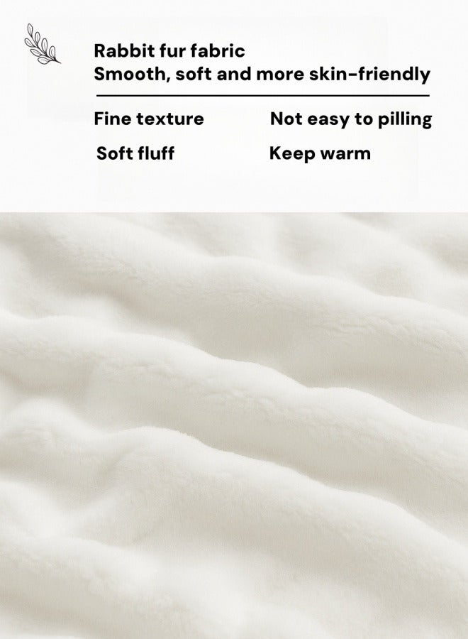 Ultra-Soft Faux Rabbit Fur Throw Blanket – Striped Lightweight Plush for Sofa, Bed & Home Décor – Gift-Ready Accent Throw  - Image 3