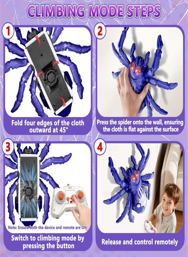 Infowush Wall Crawler Spider, Rechargeable Remote Control Robot Kids Toys, 360° Rotating RC Wall Climbing Spider with LED Eyes Toys for Boys Girls Ages 3 & Up, Birthday Gifts for 3-12 Year Old Boys - Image 4