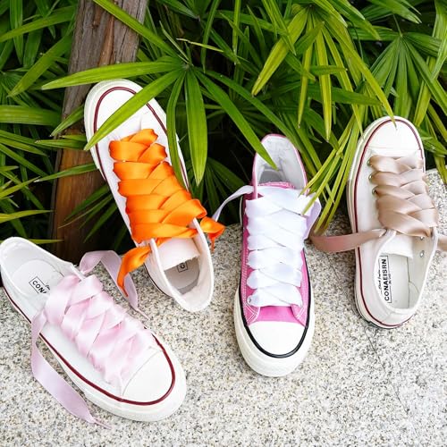 Booyckiy Flat Colorful Satin Ribbon Shoelaces 3/4" Wide Shoe Laces for Women Girls, Black 47inch (120) cm - Image 5