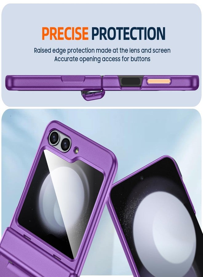 جراب GooseBox لهاتف سامسونج جالاكسي زد فليب 5 مع حماية للشاشة، جراب Flip z 5 Slim HD شفاف وواقي مع حماية للمفصلات وغطاء متين كامل للجسم، جراب فائق النحافة لهاتف جالاكسي فليب 5 (بنفسجي) - Image 5