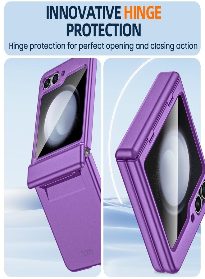 جراب GooseBox لهاتف سامسونج جالاكسي زد فليب 5 مع حماية للشاشة، جراب Flip z 5 Slim HD شفاف وواقي مع حماية للمفصلات وغطاء متين كامل للجسم، جراب فائق النحافة لهاتف جالاكسي فليب 5 (بنفسجي) - Image 4