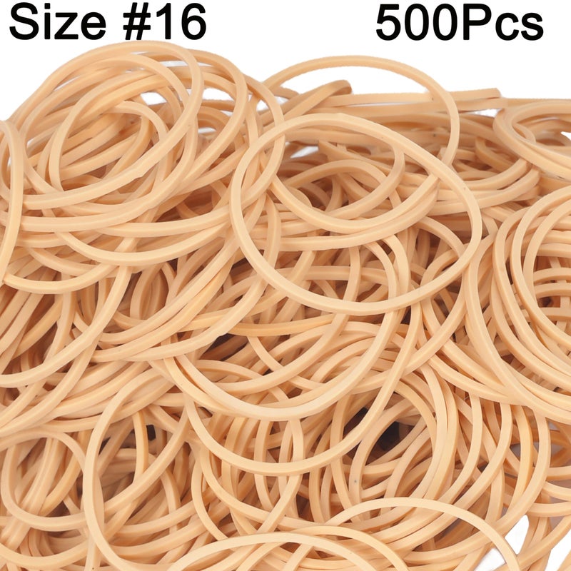 Foshine Rubber Bands Size#16,Elastic Band Beige #16 Small Rubber Band 500Pcs For Office Home Supplies(2-1/2" x 1/16'') - Image 3