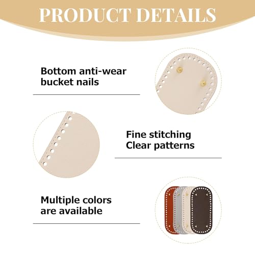 Zbdroxygen 4pcs Bag Base for Bag Making Crochet, Bag Base for Bag Making Crochet, Oval Bottom for DIY Handbags, Bag Making Accessories, Crochet Bag Base Includes Red, Dark Brown, Beige, Grey - Image 3