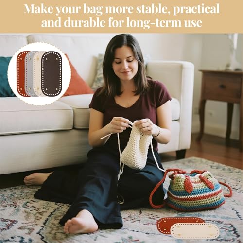 Zbdroxygen 4pcs Bag Base for Bag Making Crochet, Bag Base for Bag Making Crochet, Oval Bottom for DIY Handbags, Bag Making Accessories, Crochet Bag Base Includes Red, Dark Brown, Beige, Grey - Image 5