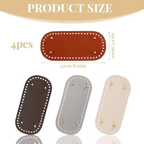 Zbdroxygen 4pcs Bag Base for Bag Making Crochet, Bag Base for Bag Making Crochet, Oval Bottom for DIY Handbags, Bag Making Accessories, Crochet Bag Base Includes Red, Dark Brown, Beige, Grey - Image 2