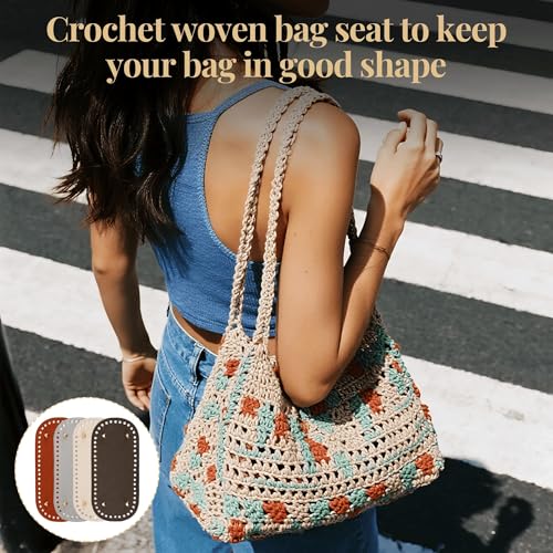 Zbdroxygen 4pcs Bag Base for Bag Making Crochet, Bag Base for Bag Making Crochet, Oval Bottom for DIY Handbags, Bag Making Accessories, Crochet Bag Base Includes Red, Dark Brown, Beige, Grey - Image 4