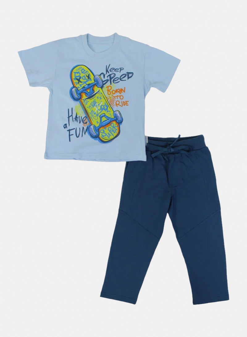 Dream Boys Cotton Pajama Set - Skating Design - Image 1