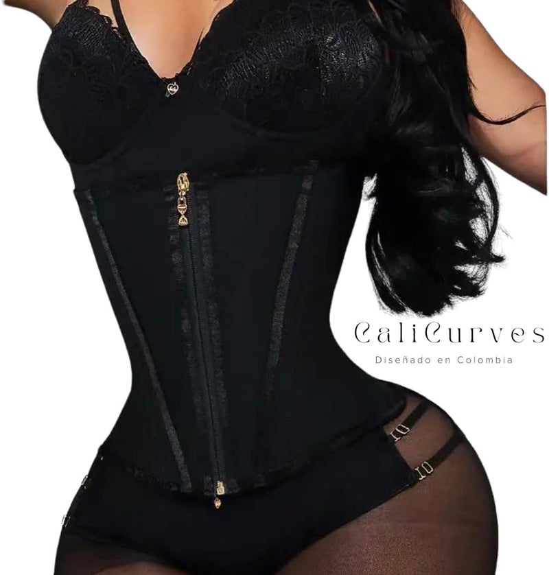 Exercise waist cincher with 3-row zipper, hourglass shaping belt for women, latex body shaper - Image 5