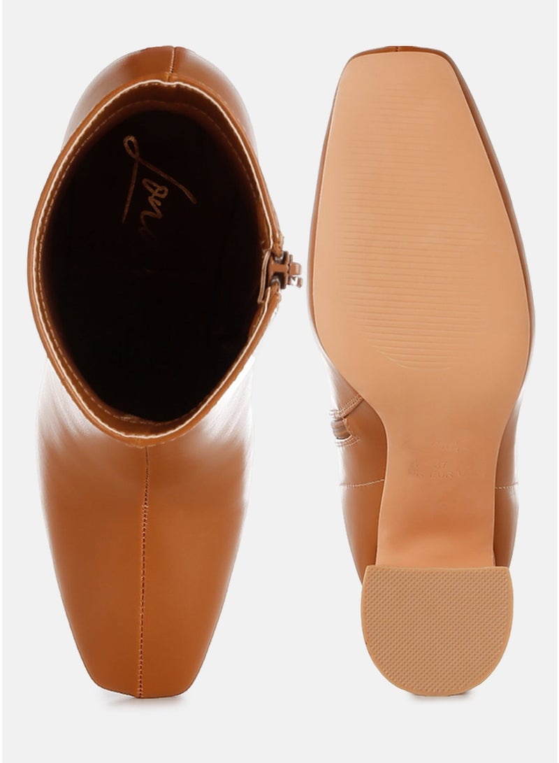 London Rag Women's Square Toe Ankle Boots in Tan - Image 5
