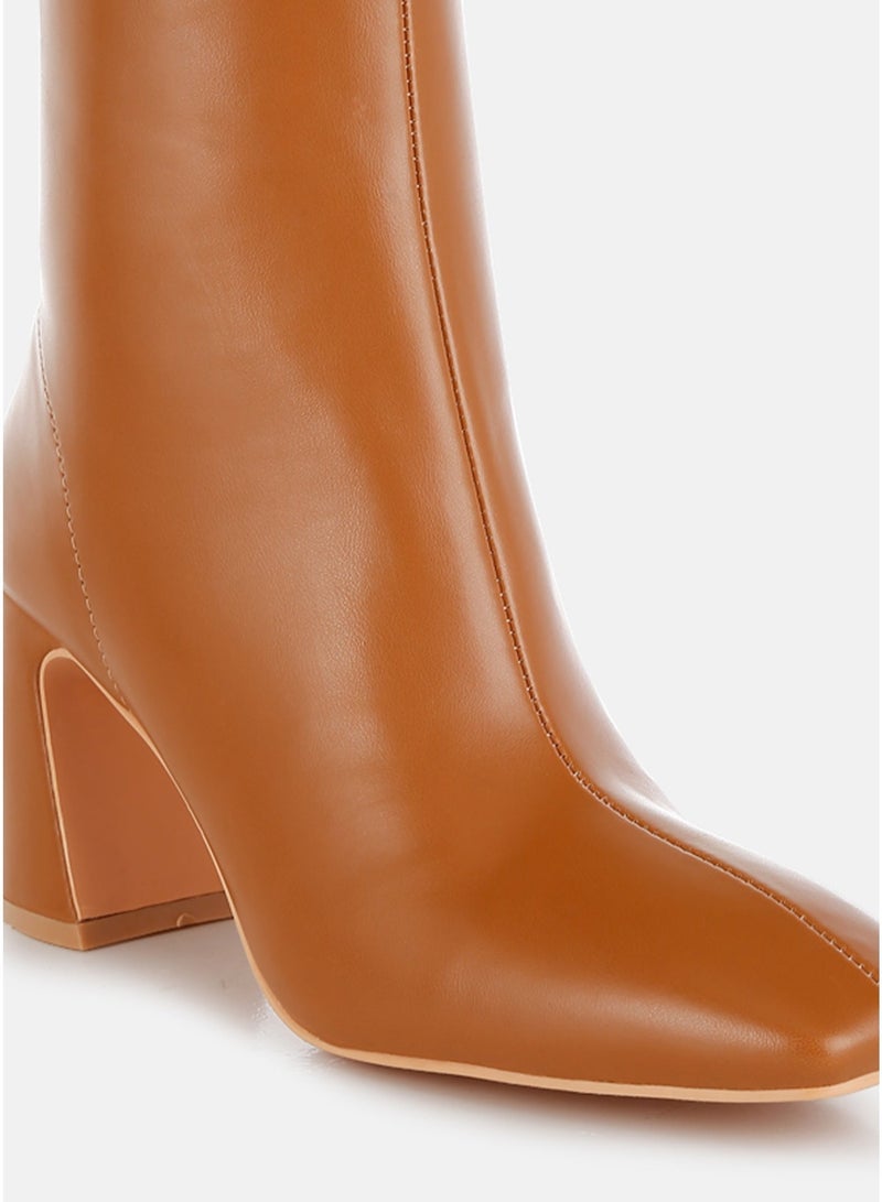 London Rag Women's Square Toe Ankle Boots in Tan - Image 4