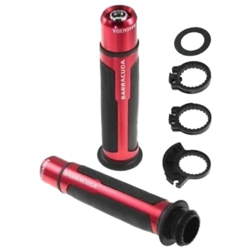 0TO6 Barracuda Handle Grip for All Bikes – Aluminium & Anti-Slip Rubber Motorcycle Handlebar Grips |Universal Fit All Bikes, RED - Image 2