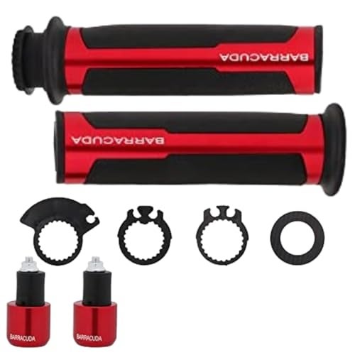 0TO6 Barracuda Handle Grip for All Bikes – Aluminium & Anti-Slip Rubber Motorcycle Handlebar Grips |Universal Fit All Bikes, RED - Image 3