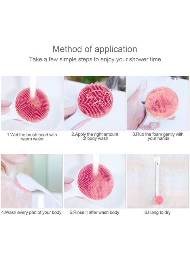 V-TOP Silicone Back Scrubber for Shower, Back Washer Brush Long Handle with Soft Bristles, Bath Body Shower Exfoliator Brush for Men and Women, BPA Free, Non-Slip - Image 4