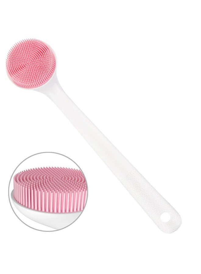 V-TOP Silicone Back Scrubber for Shower, Back Washer Brush Long Handle with Soft Bristles, Bath Body Shower Exfoliator Brush for Men and Women, BPA Free, Non-Slip - Image 1
