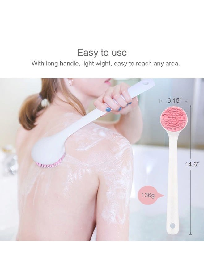 V-TOP Silicone Back Scrubber for Shower, Back Washer Brush Long Handle with Soft Bristles, Bath Body Shower Exfoliator Brush for Men and Women, BPA Free, Non-Slip - Image 3