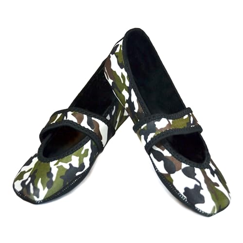 Nufoot Betsy Lou Women's Slippers, Foldable, Flexible Flats, Slipper Socks, Travel Slippers, Exercise Shoe, Dance Shoe, Yoga Socks, House Shoes, Indoor Shoes, Green Camouflage, X-Large - Image 4