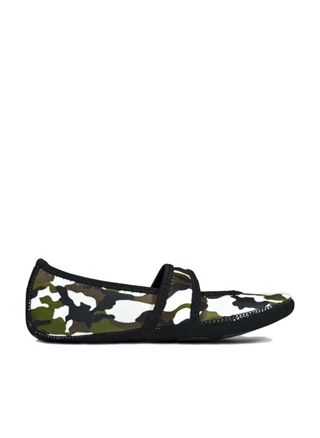 Nufoot Betsy Lou Women's Slippers, Foldable, Flexible Flats, Slipper Socks, Travel Slippers, Exercise Shoe, Dance Shoe, Yoga Socks, House Shoes, Indoor Shoes, Green Camouflage, X-Large - Image 1