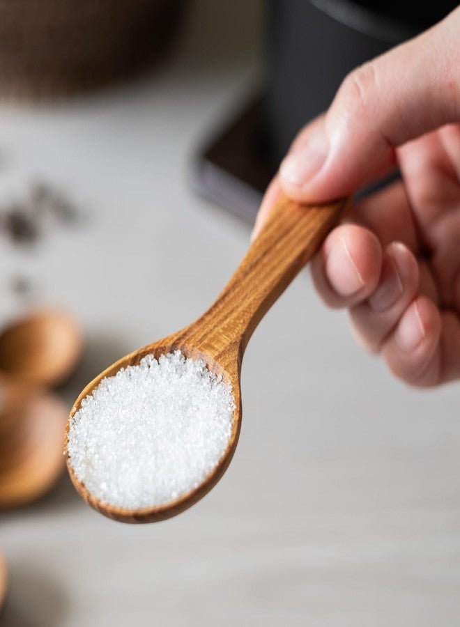 ملاعق صغيرة من خشب الساج من FAAY للتوابل - السكر والملح والشاي والقهوة والعسل والمربى والخردل (نصف ملعقة طعام × 2) - Image 5