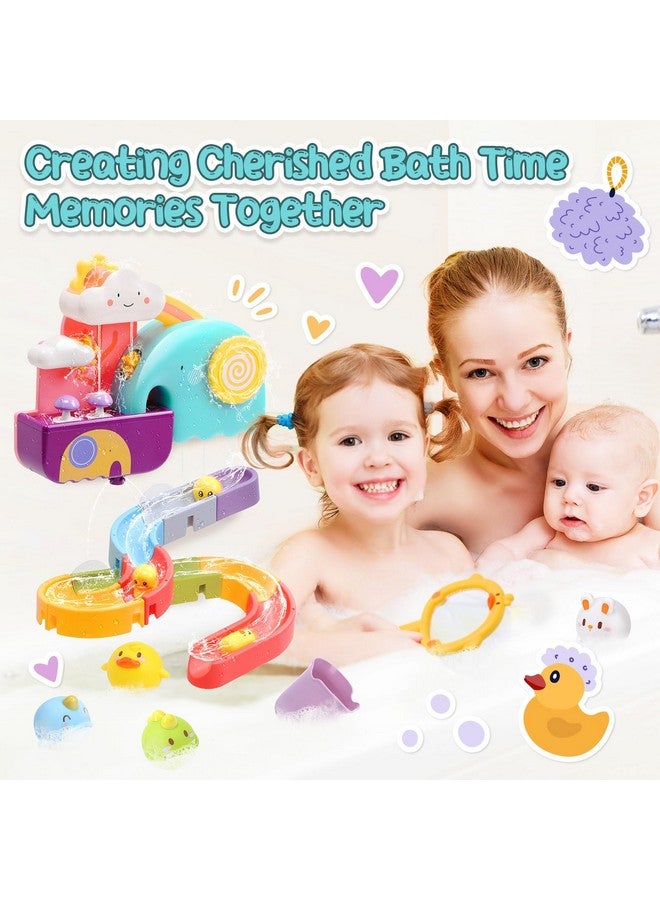 Cute Stone Baby Bath Toys, Bathtub Toy W/ Water Slide Building Track, No Hole Floating Squirting Toys, Duck Fishing Net Game, Toddler Shower Toys, Water& Pool Toys, Educational Gifts For Boys Girls - Image 3