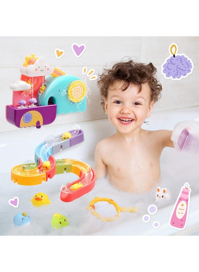 Cute Stone Baby Bath Toys, Bathtub Toy W/ Water Slide Building Track, No Hole Floating Squirting Toys, Duck Fishing Net Game, Toddler Shower Toys, Water& Pool Toys, Educational Gifts For Boys Girls - Image 5