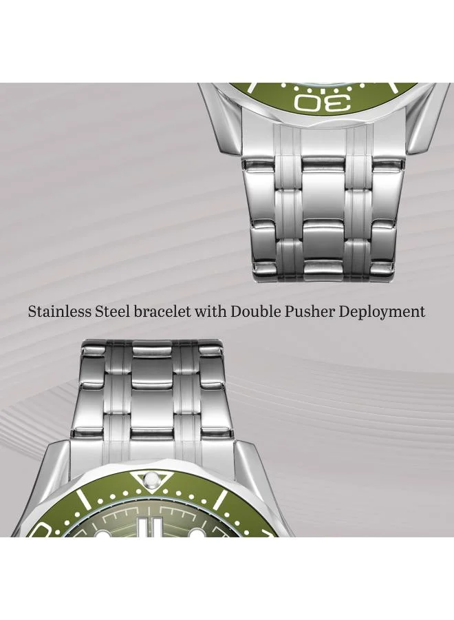 Kenneth Scott Military Green Men's Stainless Steel Analog Watch K22009-SBSH - 48 mm for Men | Best Price UAE