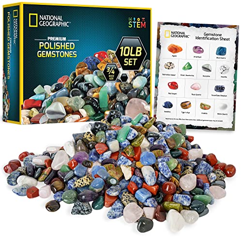 Blue Marble National Geographic Premium Polished Stones 10 Pounds of 34Inch Tumbled Stones and Crystals Bulk Arts and Crafts Rock and Mineral Kit Rocks for Kids STEM Toys - Image 1