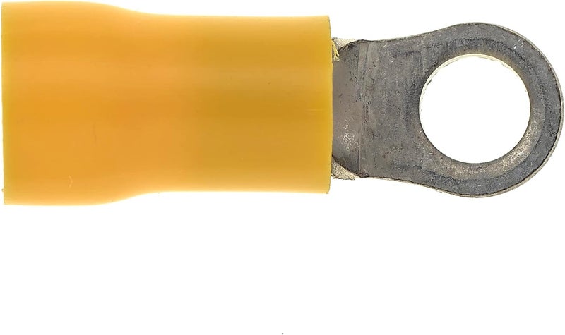 Keple Ring Crimp Terminal - Pack of 100, Yellow, 4mm, 48A, 12-10 AWG - Heat Shrink Ring Connectors, Tinned Copper Connectors, Insulated Ring Wire Terminals - Image 2