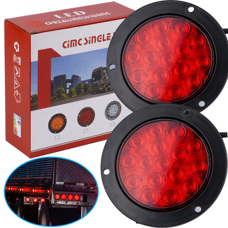 LIGBT 4 Inch Red Led Round Trailer Tail Lights 4" led Trailer Stop Brake Turn Tail Lights 16 LED Waterproof led Trailer Lights for Boat Truck RV - Image 5