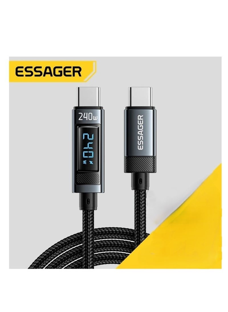 ESSAGER USB 4 DATA CABLE Ultra-Durable High Speed Charging 240W 5A And Syncing Data Display screen Braided with 8K Video& 40Gbps USB-C to USB-C Cable  - Image 1